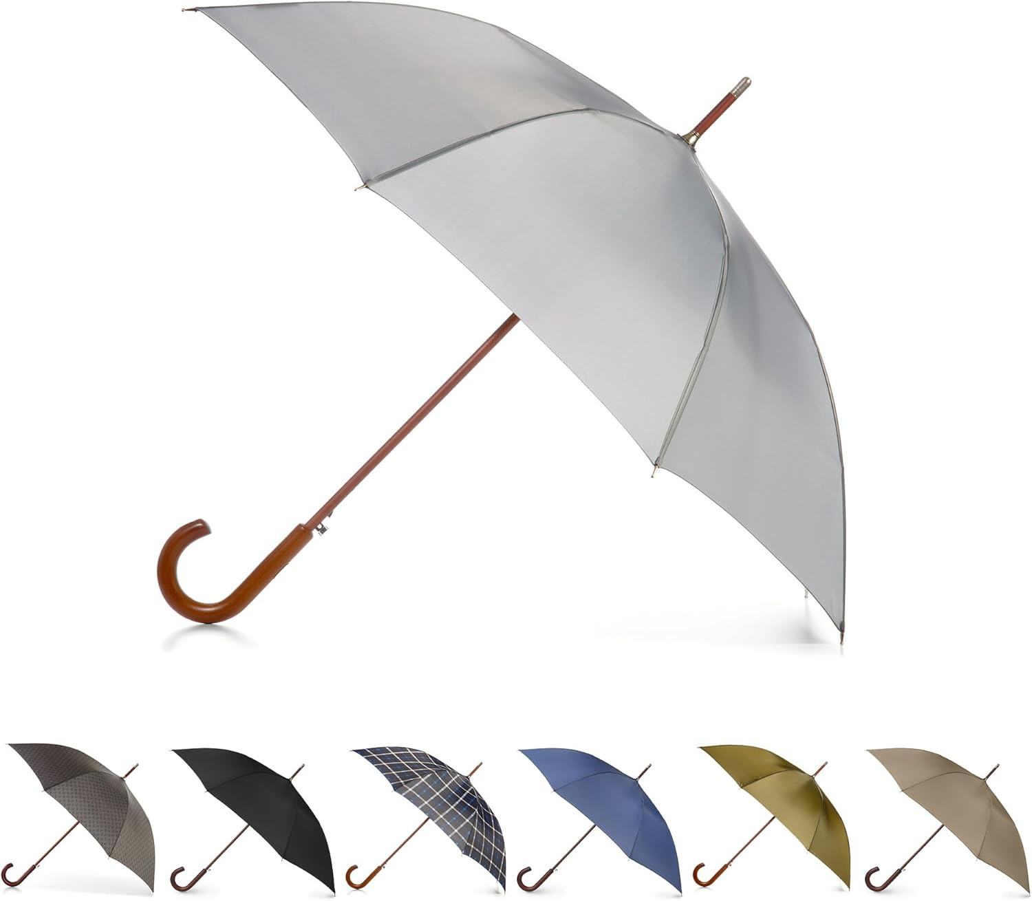 Eco-Friendly Auto Open Umbrella with Classic Wooden J Handle – Easy Grip