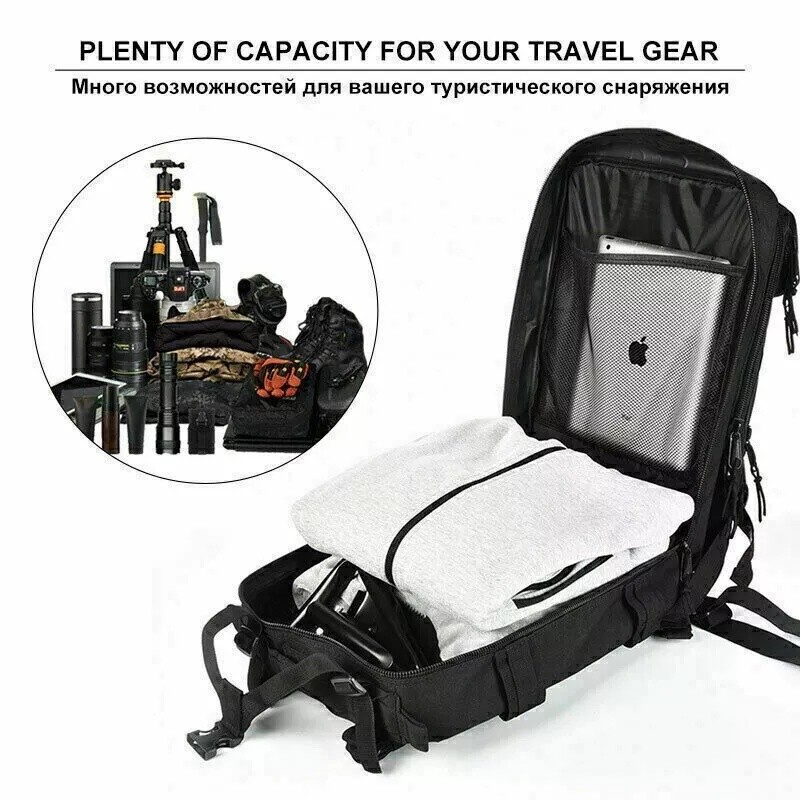 30L Outdoor Military Black Tactical Rucksack Backpack Camping Hiking Travel Bag