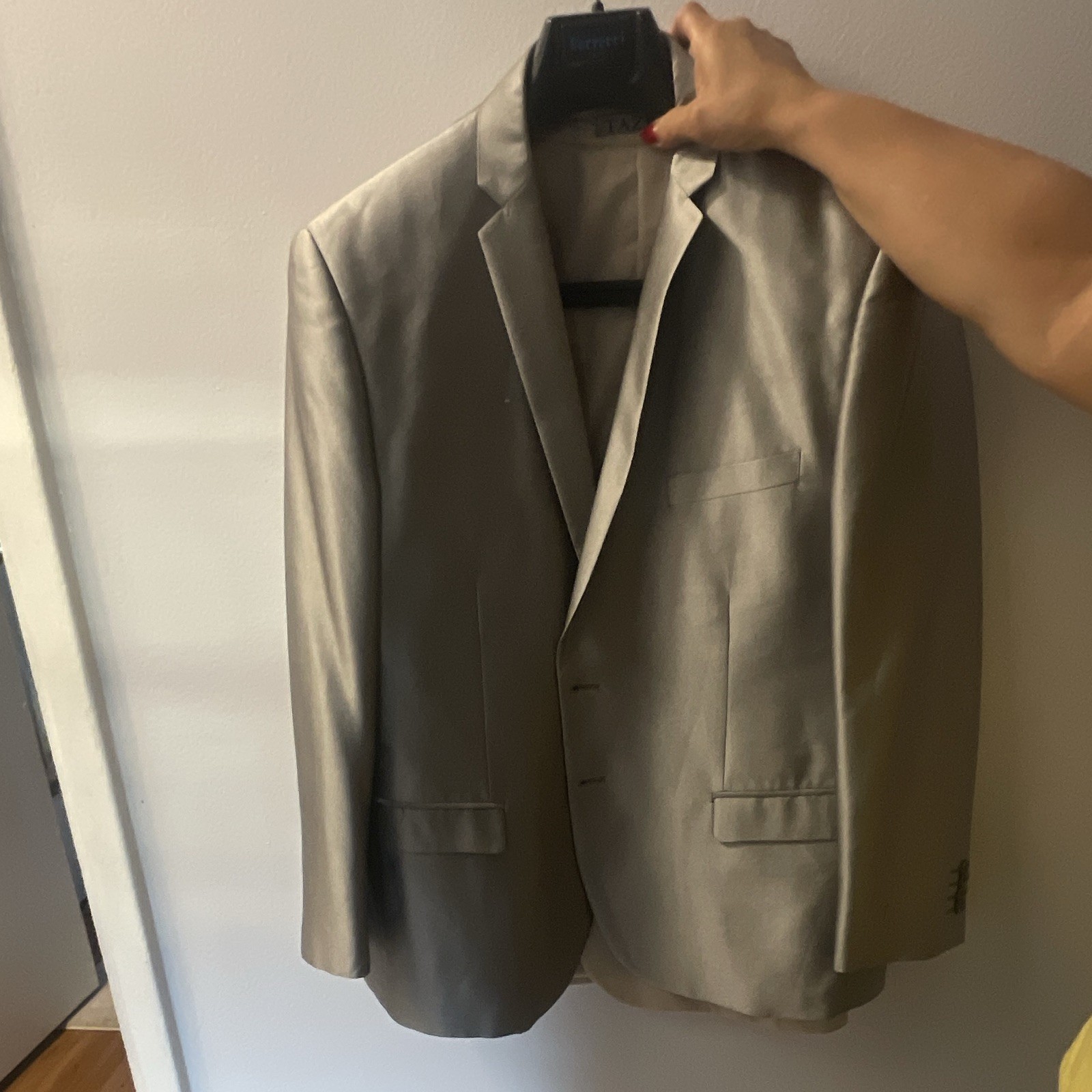 Men’s Gray Solid Notch Lapel Blazer Jacket, Regular Size Type