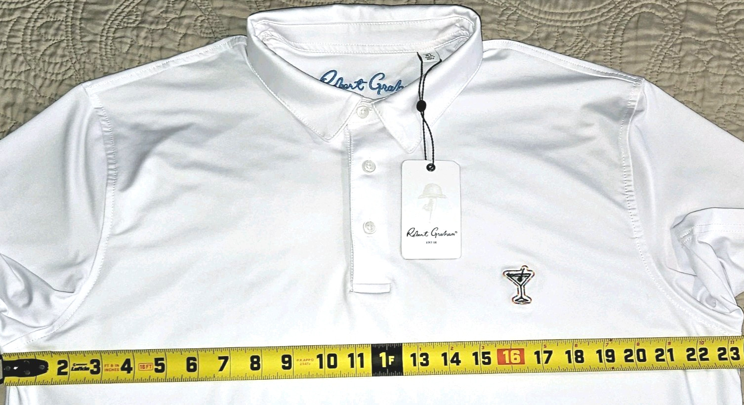 NEW ROBERT⛳️GRAHAM, MENS SIZE XL, MARTINI🍸TIME PERFORMANCE🌞UV⚪️POLO-MSRP$98.00