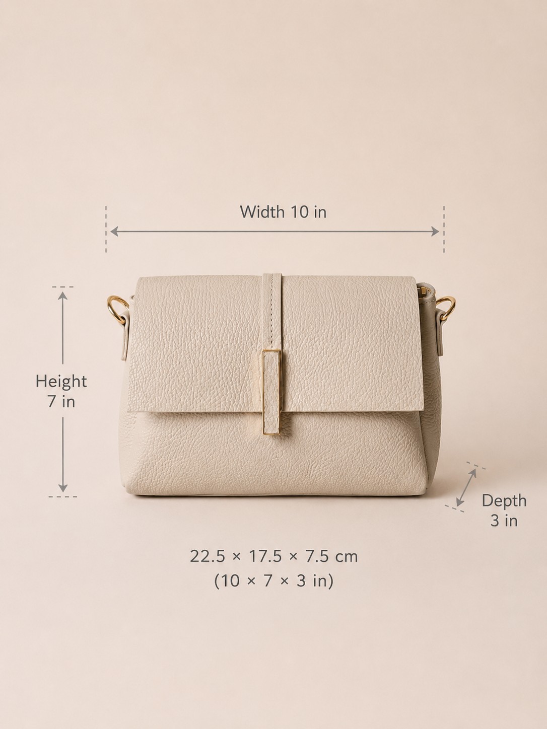 Ivory Beige Italian Leather Crossbody Bag, Small Minimalist Purse, Made in Italy