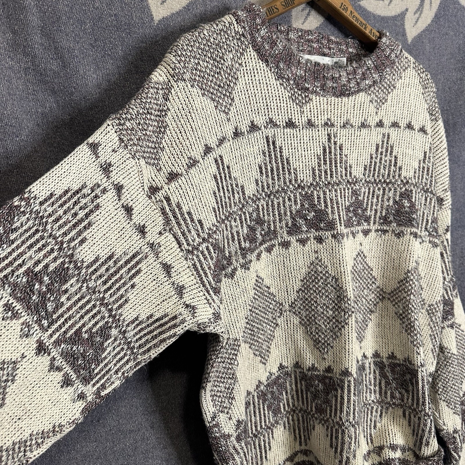 JJ Cochran Crewneck Knit Natural Blend Sweater Large Made In USA Vintage