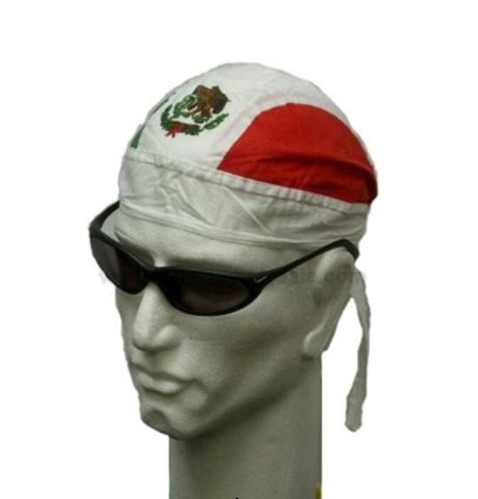 MEXICO Flag FITTED TIED BANDANA w/Ties DOO RAG MEXICAN Head Wrap Skull Cap DO Du