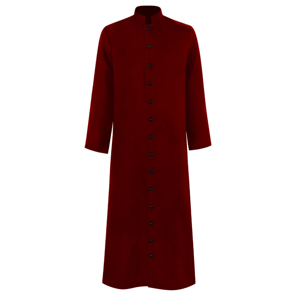 Roman Mens Cassock Orthodox Clergy Robe Single Breasted Priest Vestments Retro