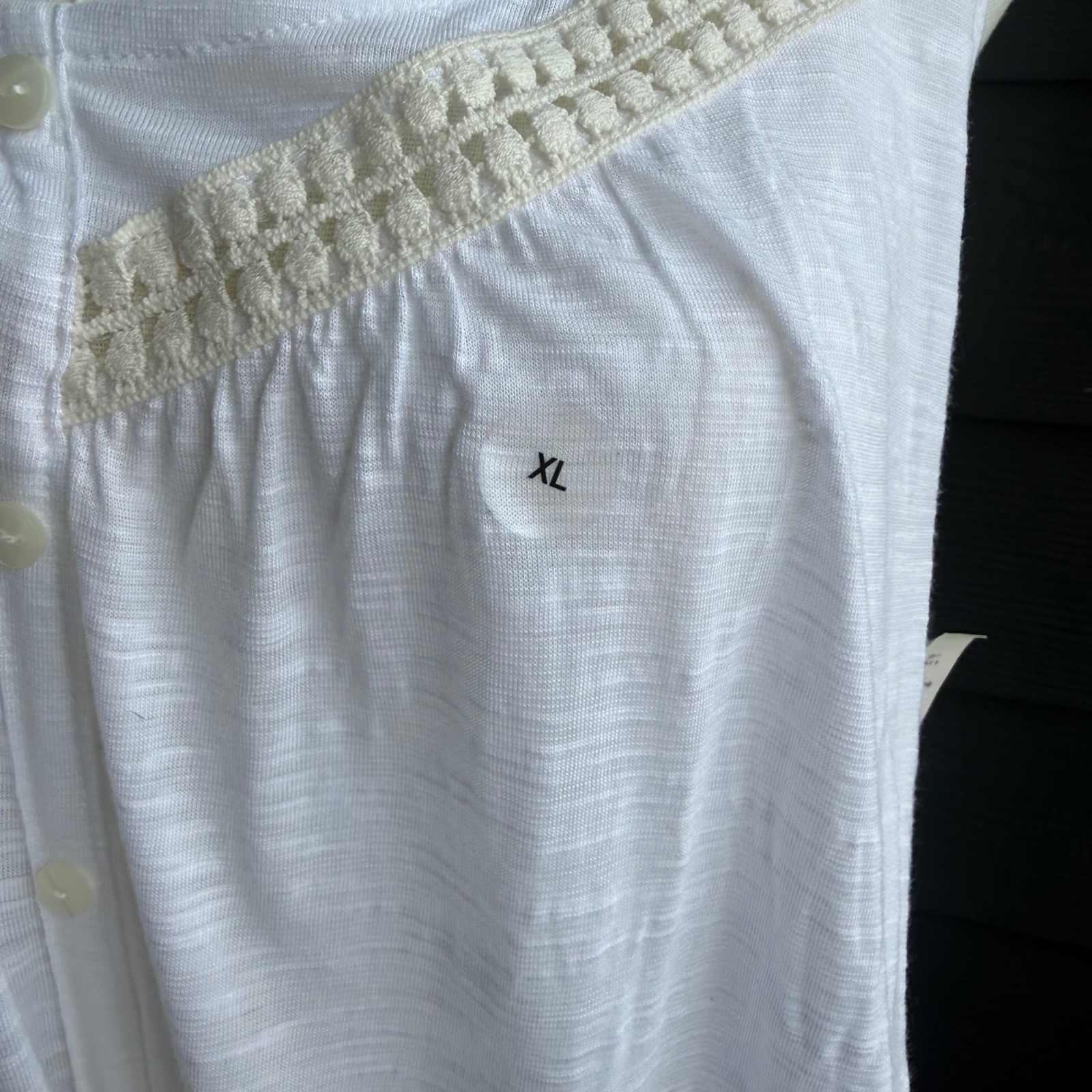 AEROPOSTALE Soft & Sexy Rayon Crochet Trim Racerback Tank Top XL White