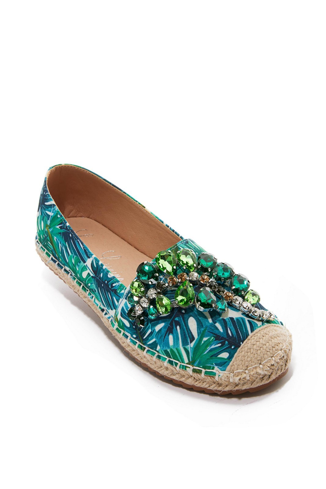 Lauren Lorraine Shoes Womens Size 8.5 Espadrille Flats Embellished Tropical ESPI