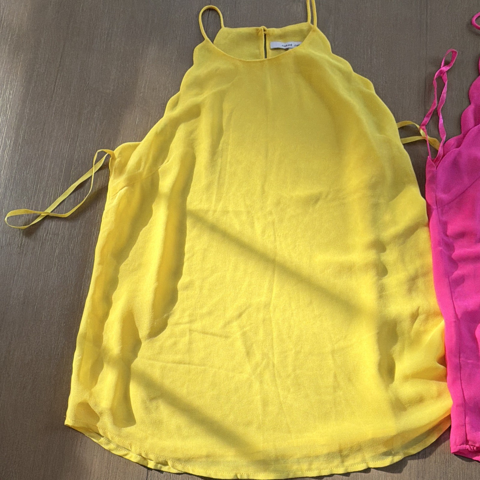 Naked Zebra Pink & Yellow Chiffon Spaghetti Strap Cami Blouse Women’s Small Lot