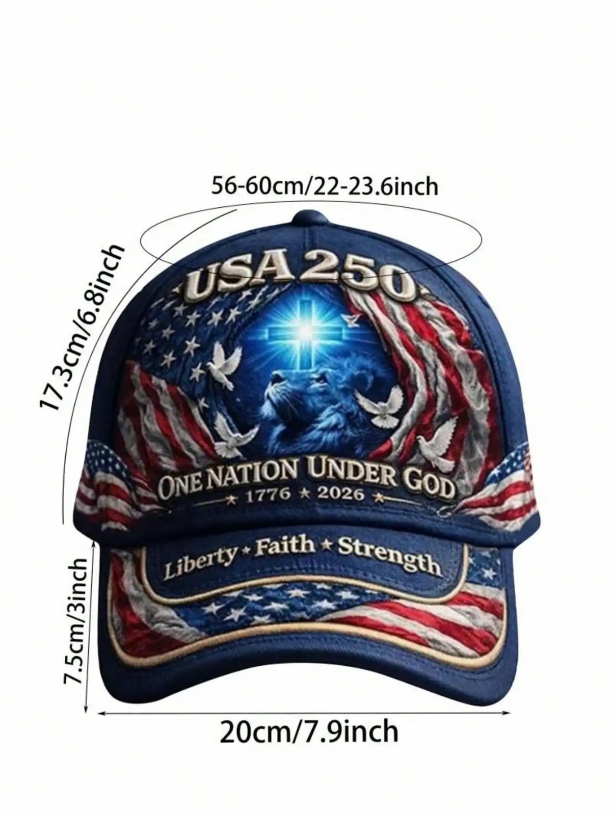 1776-2026 US 250th Anniversary Lion Of Judah Baseball Cap Adjustable One Nation