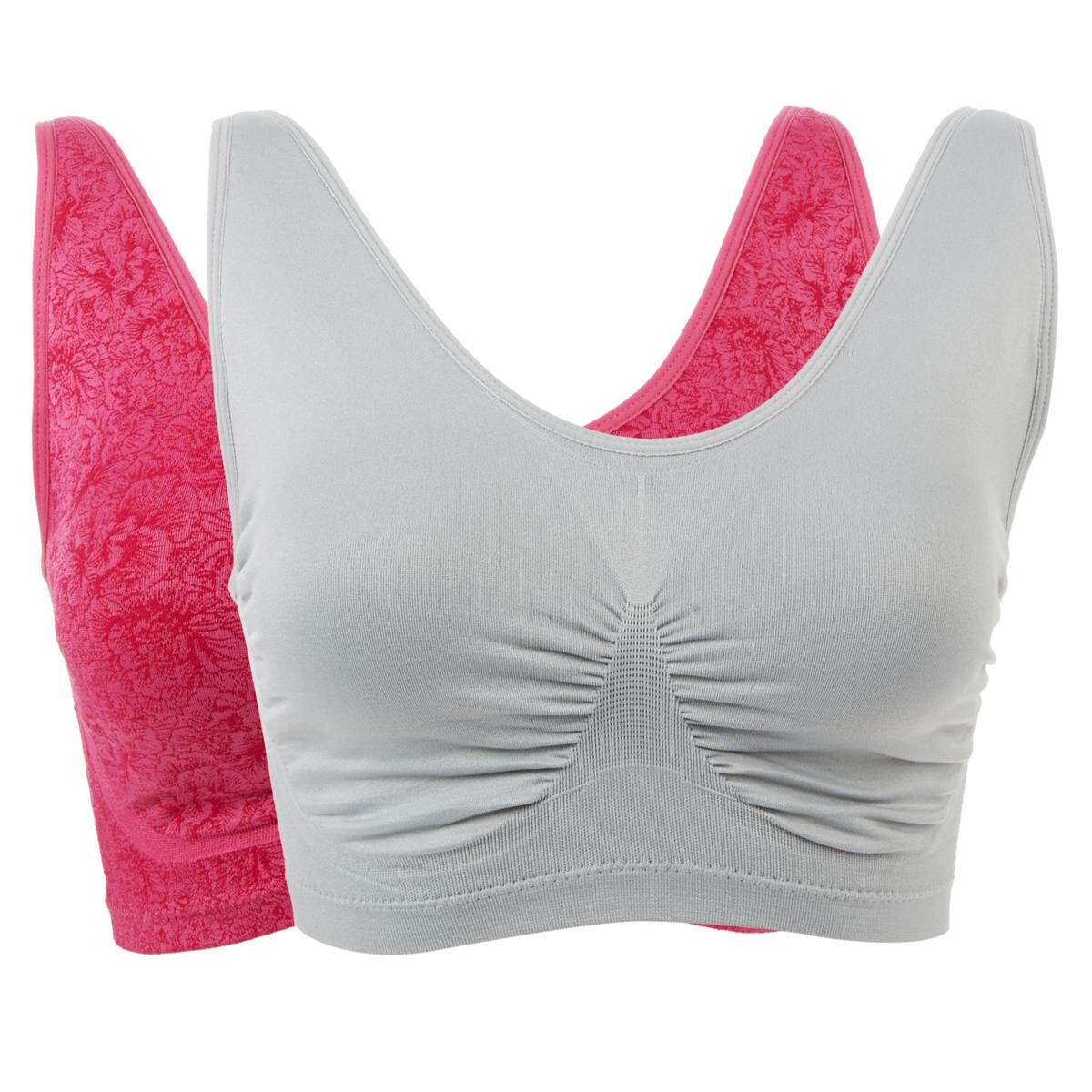 Rhonda Shear 2pack Seamless Jacquard Ahh Bra with Removable Pads, GRAFLR, M