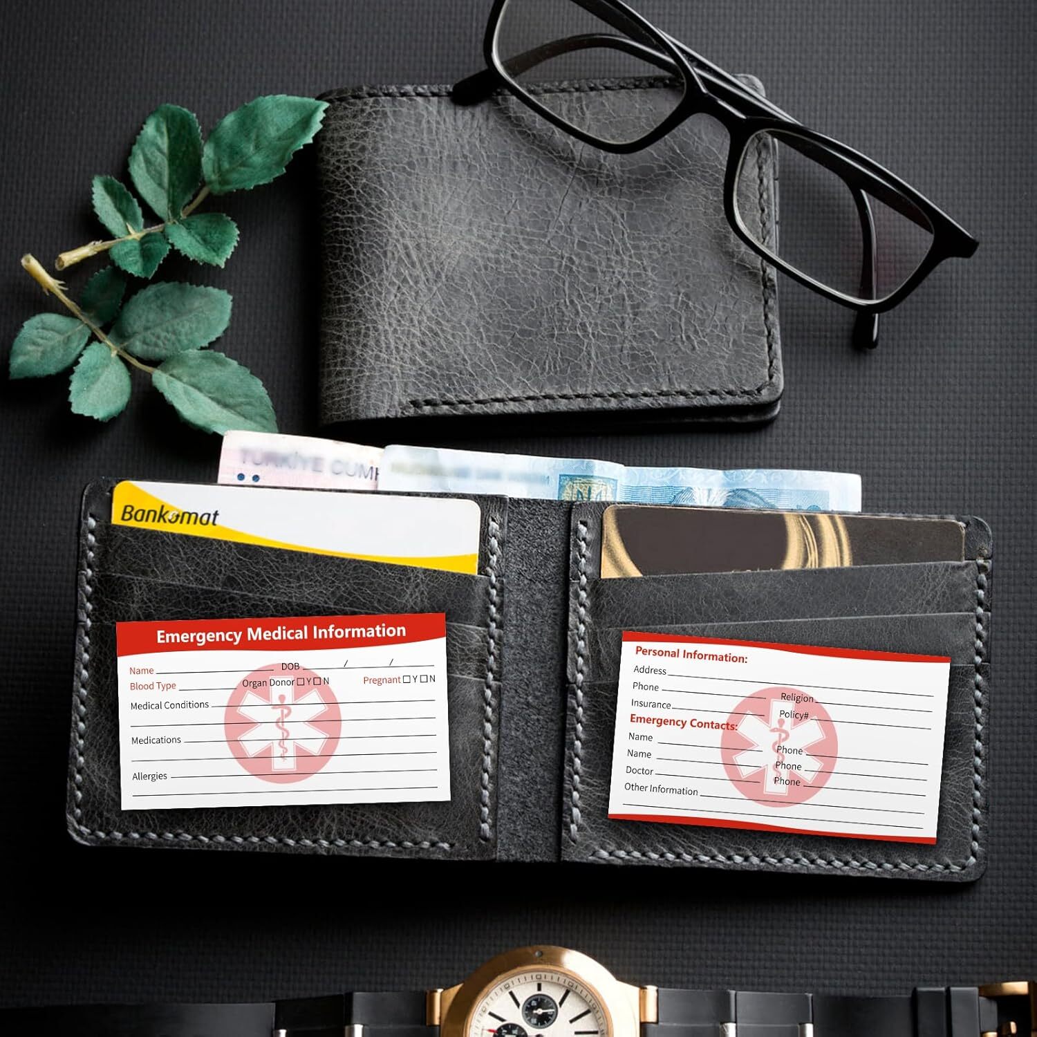 10 Pcs Emergency Medical Information ID Card Emergency Contact ID Cards Medical