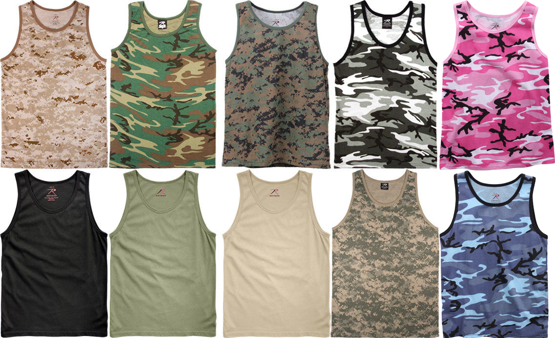 Camo Tank Top Sleeveless Muscle Tee Camouflage Tactical Army Military A T-Shirt