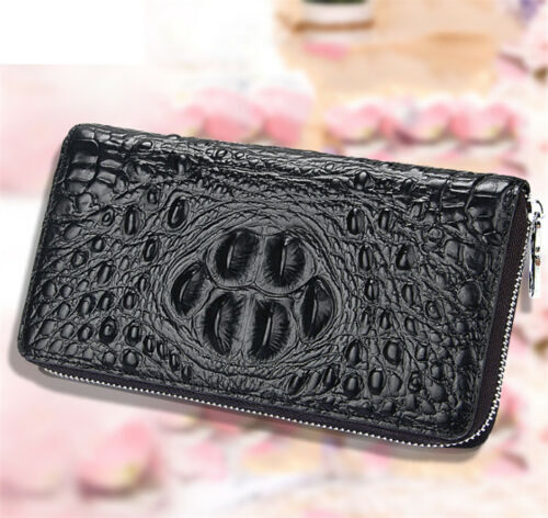 Mens Leather Wallet Zipper Card Holder Long Phone Purse Clutch Handbag Billfold