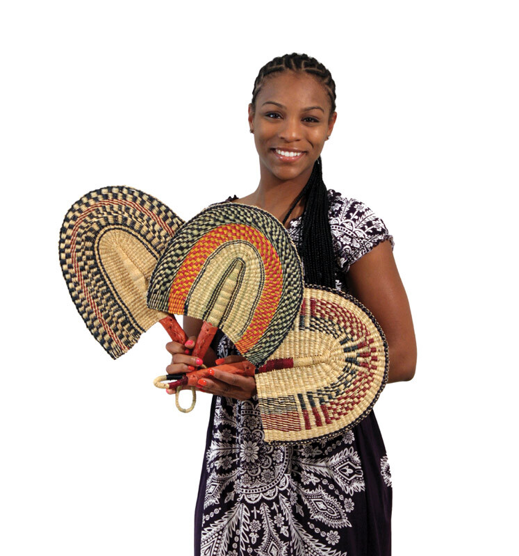 Burkina Faso, Hand Fan | Home Decor | Lightweight, Handmade Hand Fan – 16″ Long.