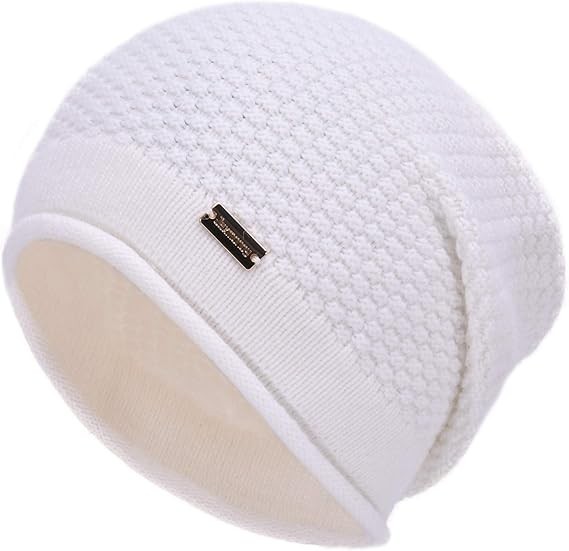 jaxmonoy Slouchy Beanies for Women Winter Soft Warm Cashmere Medium, White