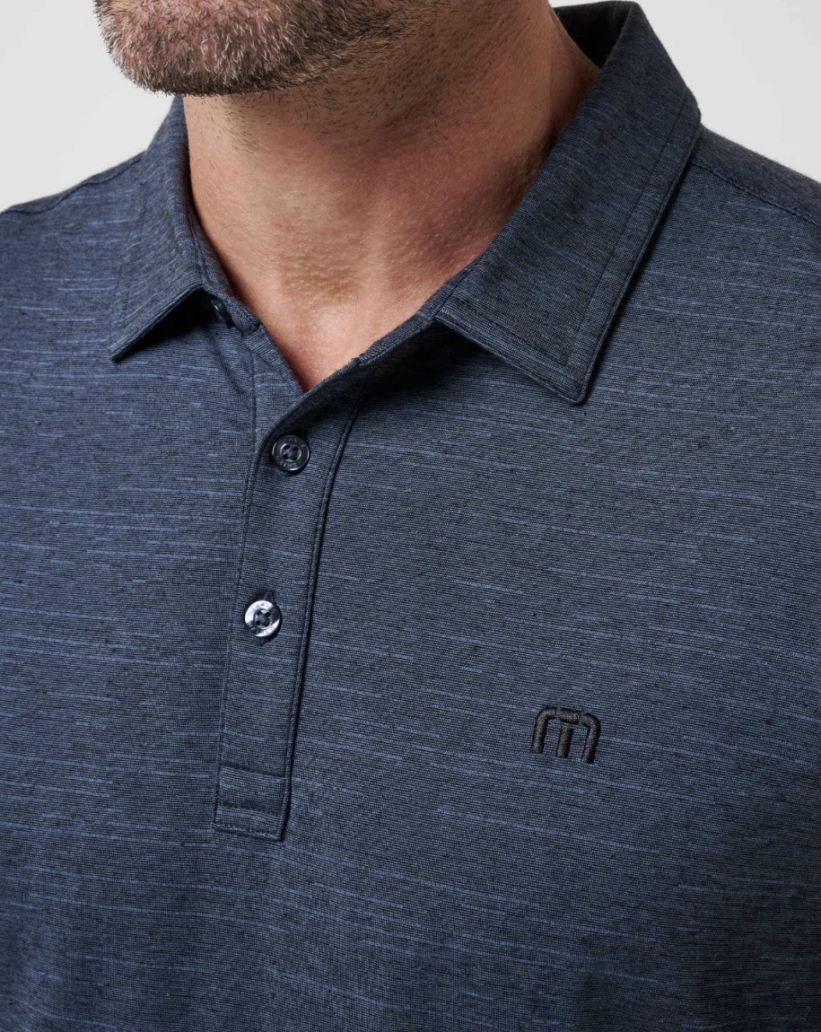 Travis Mathew Men’s The Heather Polo – Vintage Indigo/Black