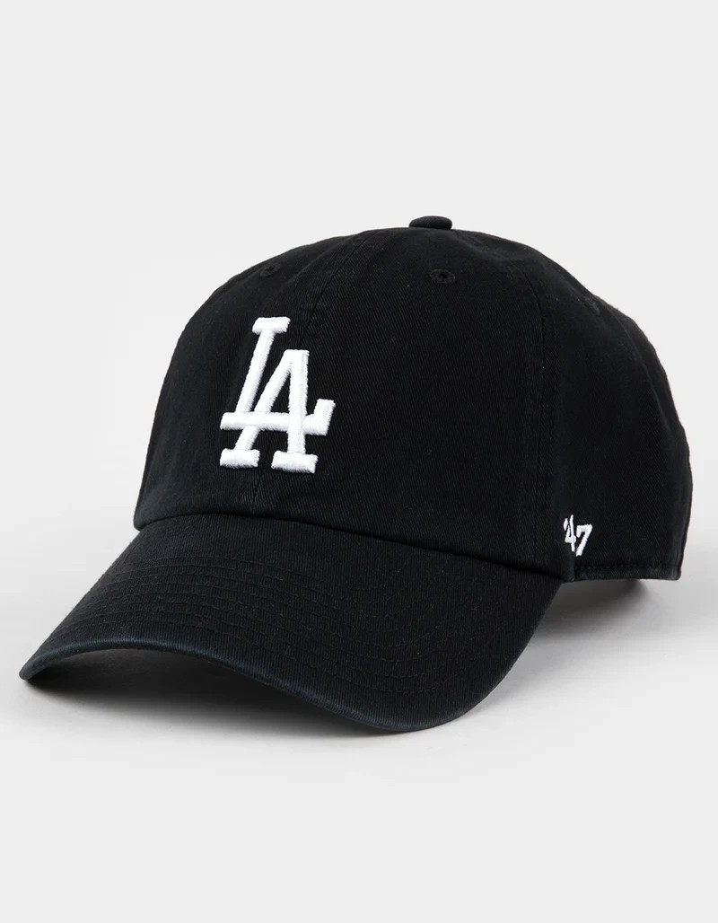 NWT 47 BRAND Los Angeles Dodgers ’47 Clean Up Strapback Hat Black/White