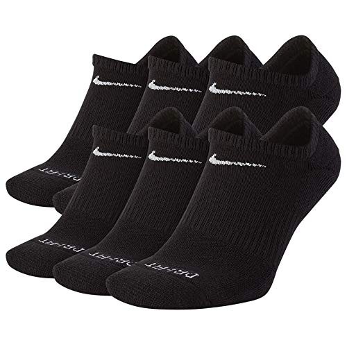 Nike Unisex 6PK Everyday Plus Cushion No Show Socks Black/White L SX6898-010
