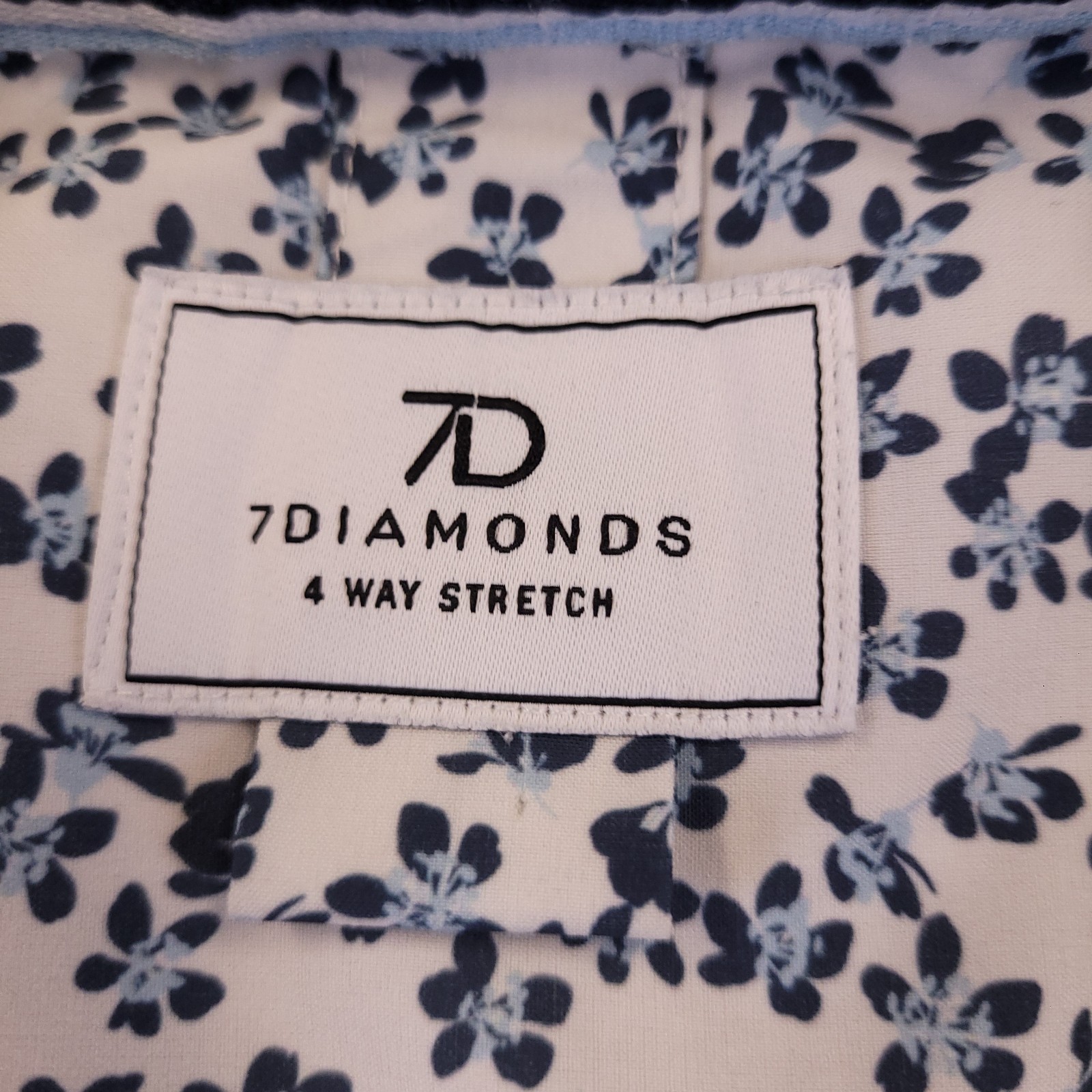 7D 7 Diamonds Bowen 4 Way Stretch Woven Shirt Mens XL Floral Geometric Spread