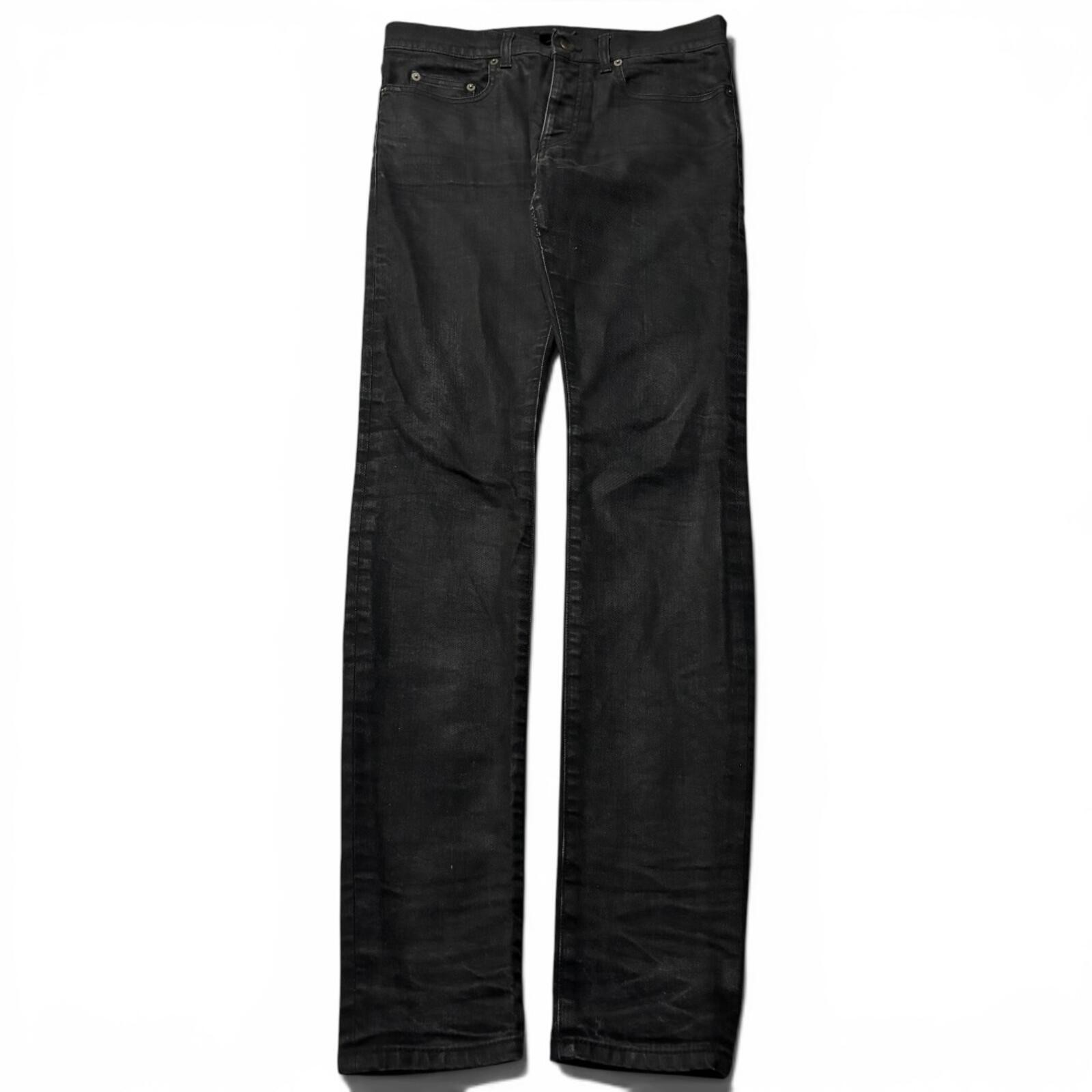 Saint Laurent Paris Black D01 Coated Denim Jeans