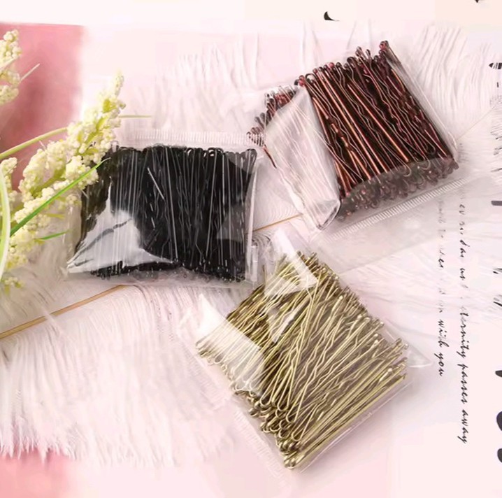 50Pcs U Shape Bobby Hair Pins Wavy Bun Grips Kirby Clips Women 5cm Black Brown