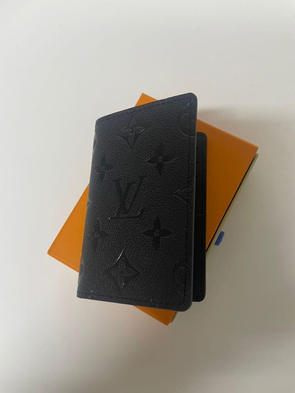 Louis Vuitton (LV) Pocket Organizer Black Monogram Shadow W/Bag & Box