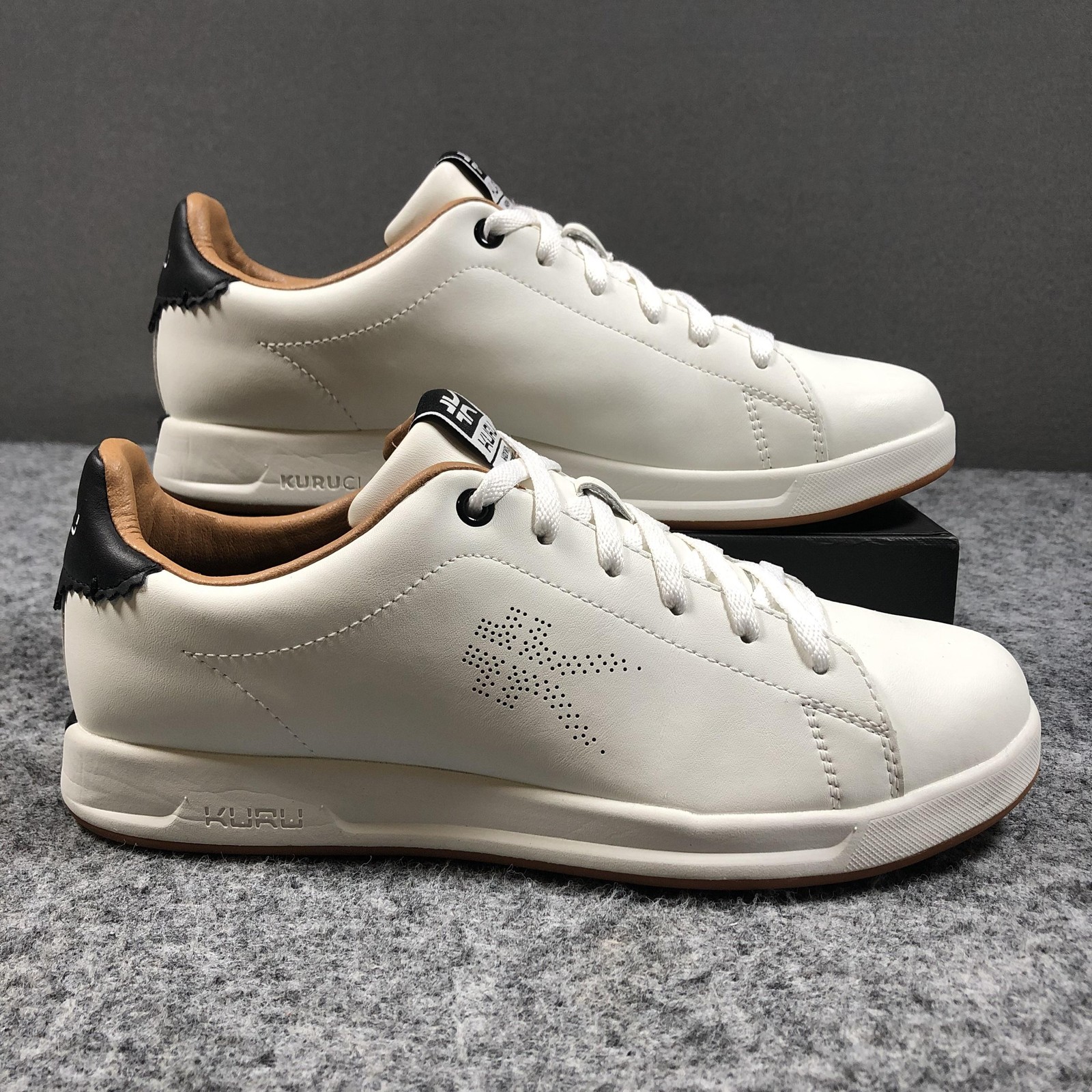 KURU Shoes Mens Size 7.5 White Leather Low Top Lace Up Casual Comfort Sneakers