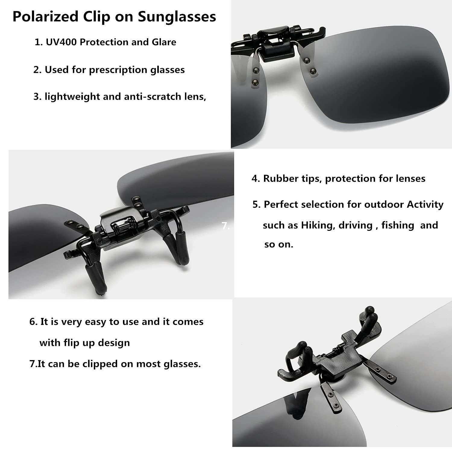 5Pcs Unisex Sunglasses Clip On Flip Up Driving Glasses Men Women Holiday best