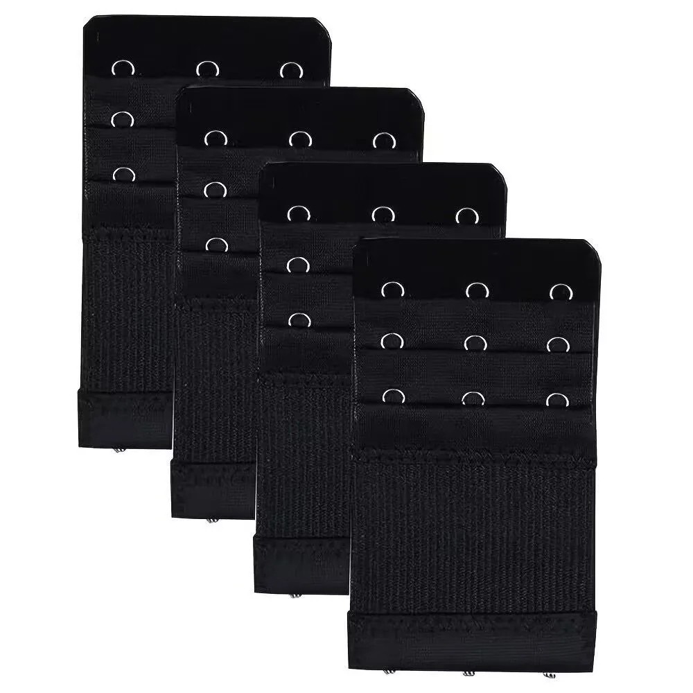 4 Pieces 3-Hook Bra Strap Extender; Comfortable and Adjustable Bra Strap Clip