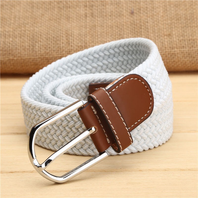 New Mens Womens Stretch Belt Braided Elastic Casual Woven Canvas Fabric Belt