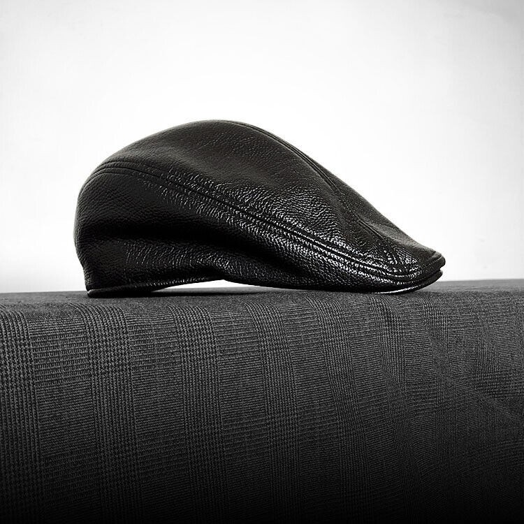 1Pcs Vintage Style Leather Solid Cap Newsboy Men Flat Hat Driving Cabbie Hat