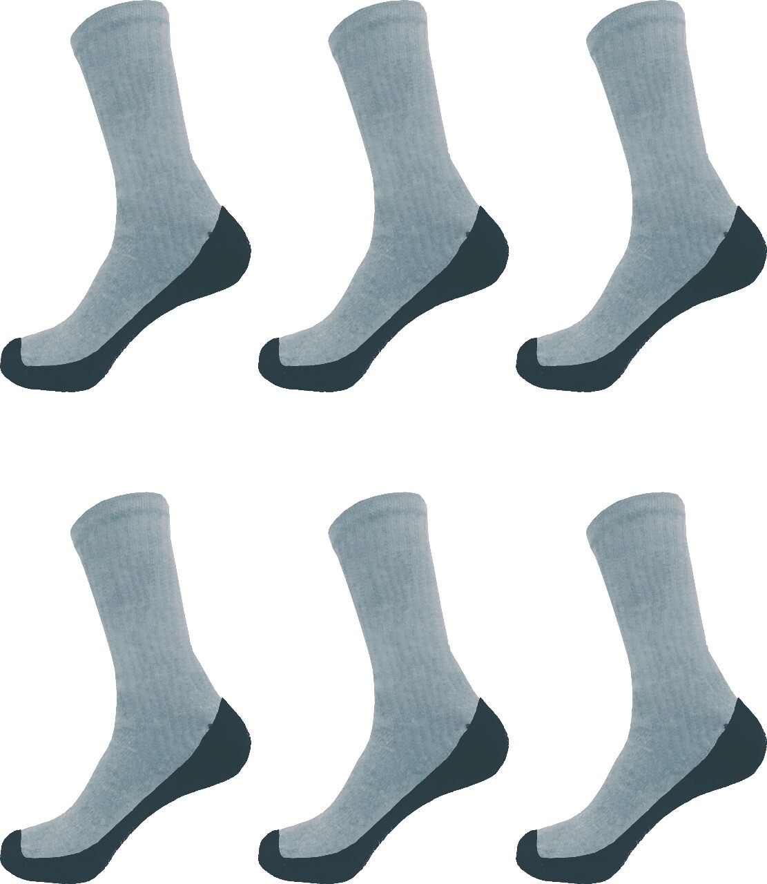 3 6 12 Pairs Men’s Grey Cotton Crew Socks Works Sports Size 9-11, 10-13, 13-15