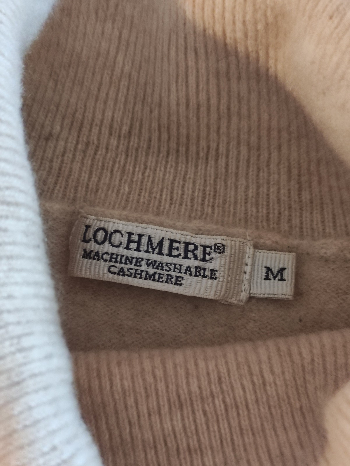 LOCHMERE Machine Washable Cashmere, small/medium, beige colour, roll neck jumper