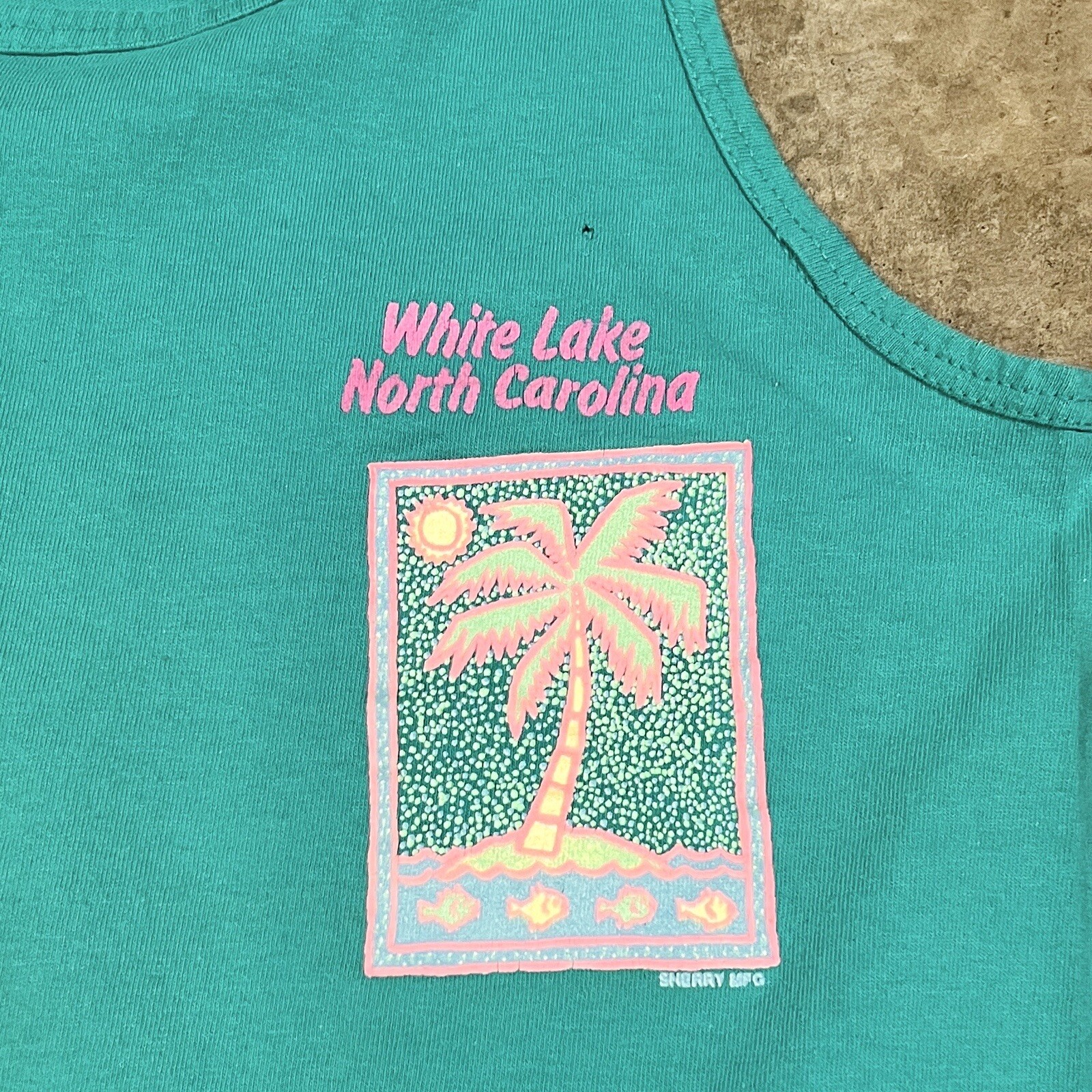 Vintage Tank Top T Shirt White Lake North Carolina Sherry MFG Sherry’s BEST Sz M