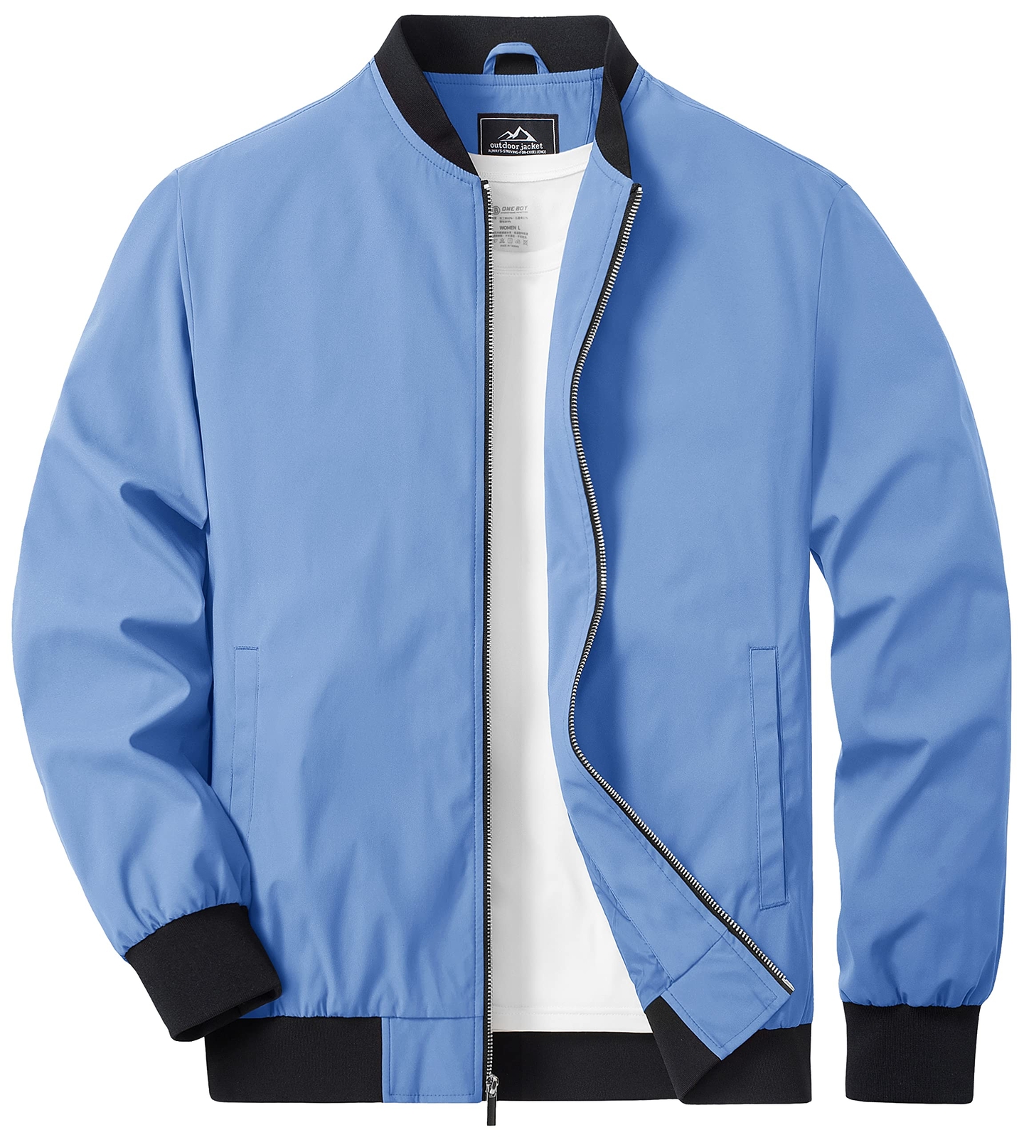 Men’s Spring Fall Thin Bomber Jacket Full-Zip Sportswear Lightweight Casual Coat