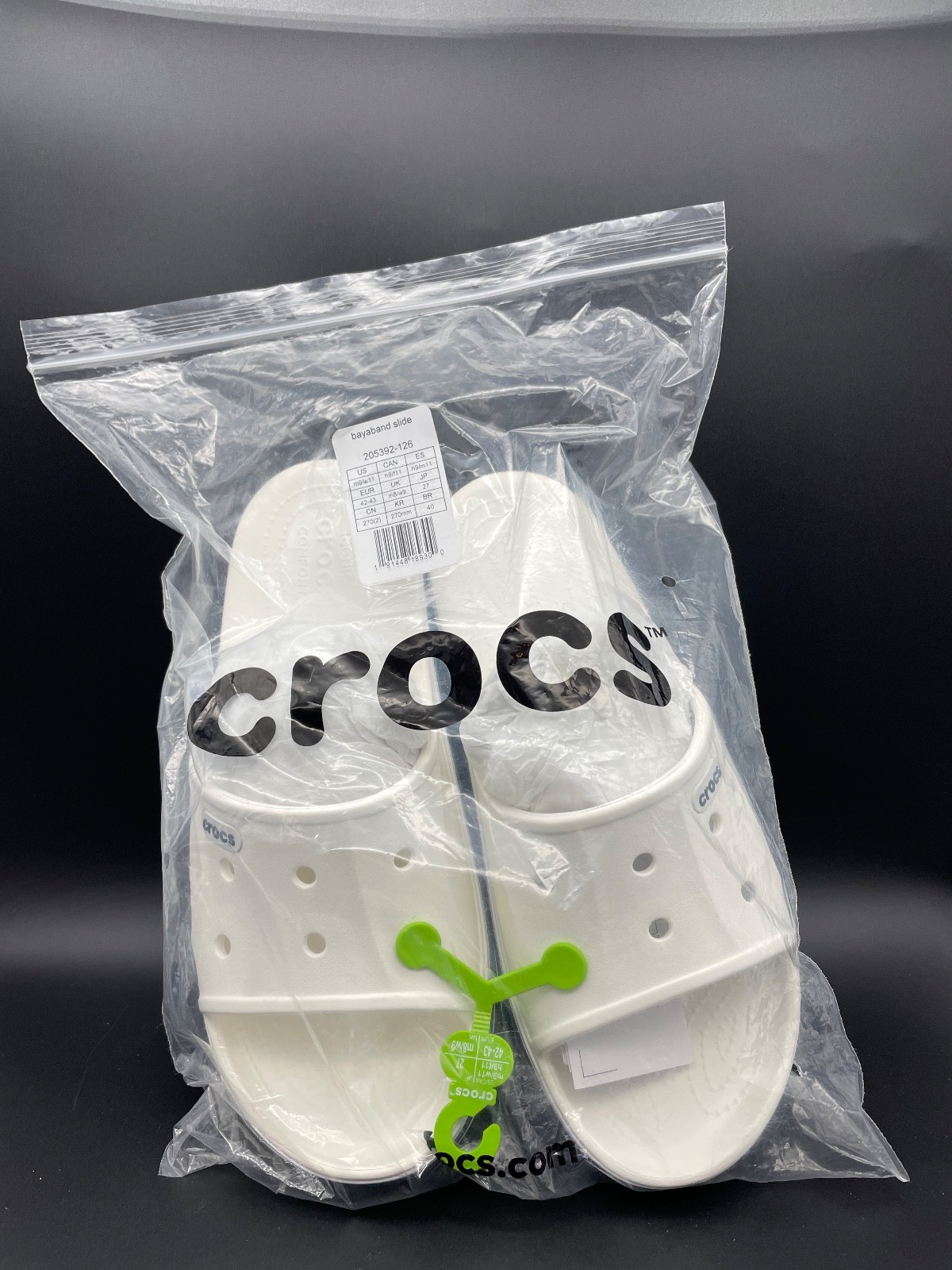 CROCS 205392-126 Unisex-Adults Bayaband Slides in White/Navy – M9/W11