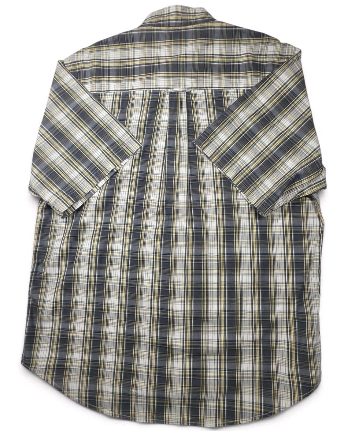 Duck Head 1865 Mens Large Plaid Button Down Shirt Short Sleeve 100% Cotton Gray