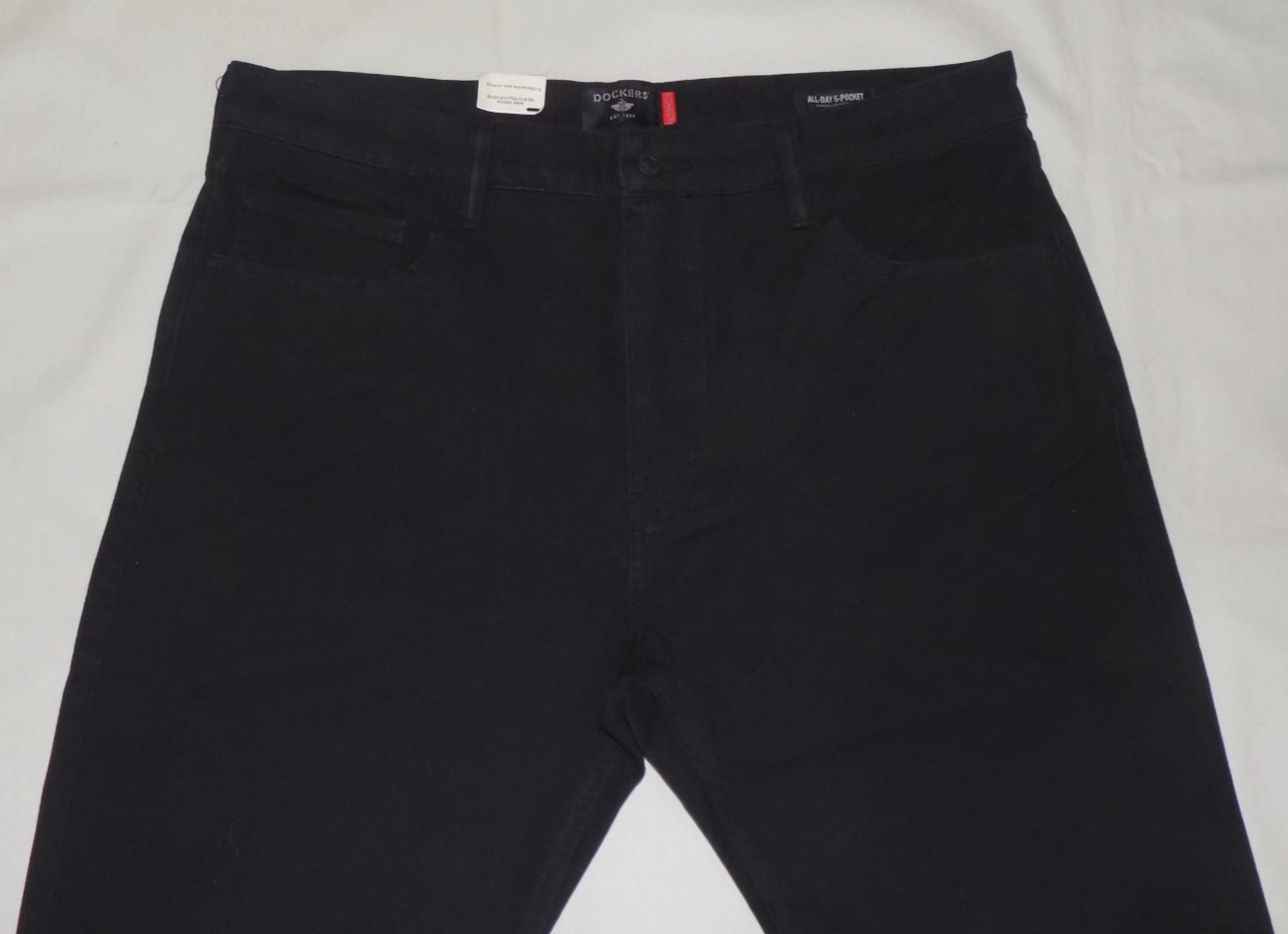 DOCKERS Men’s All-Day 5-Pocket Straight Fit Pants All Seasons Tech Black 38X30