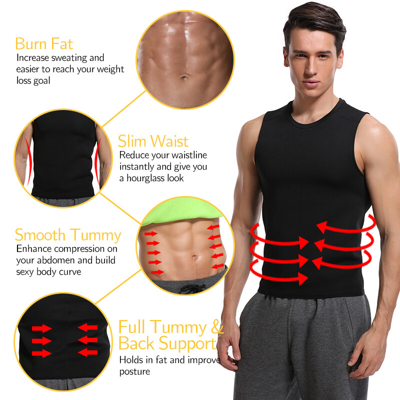 Gynecomastia Compress Tank Top Men Slim Body Shaper Vest Athletic Shirt Sauna NW