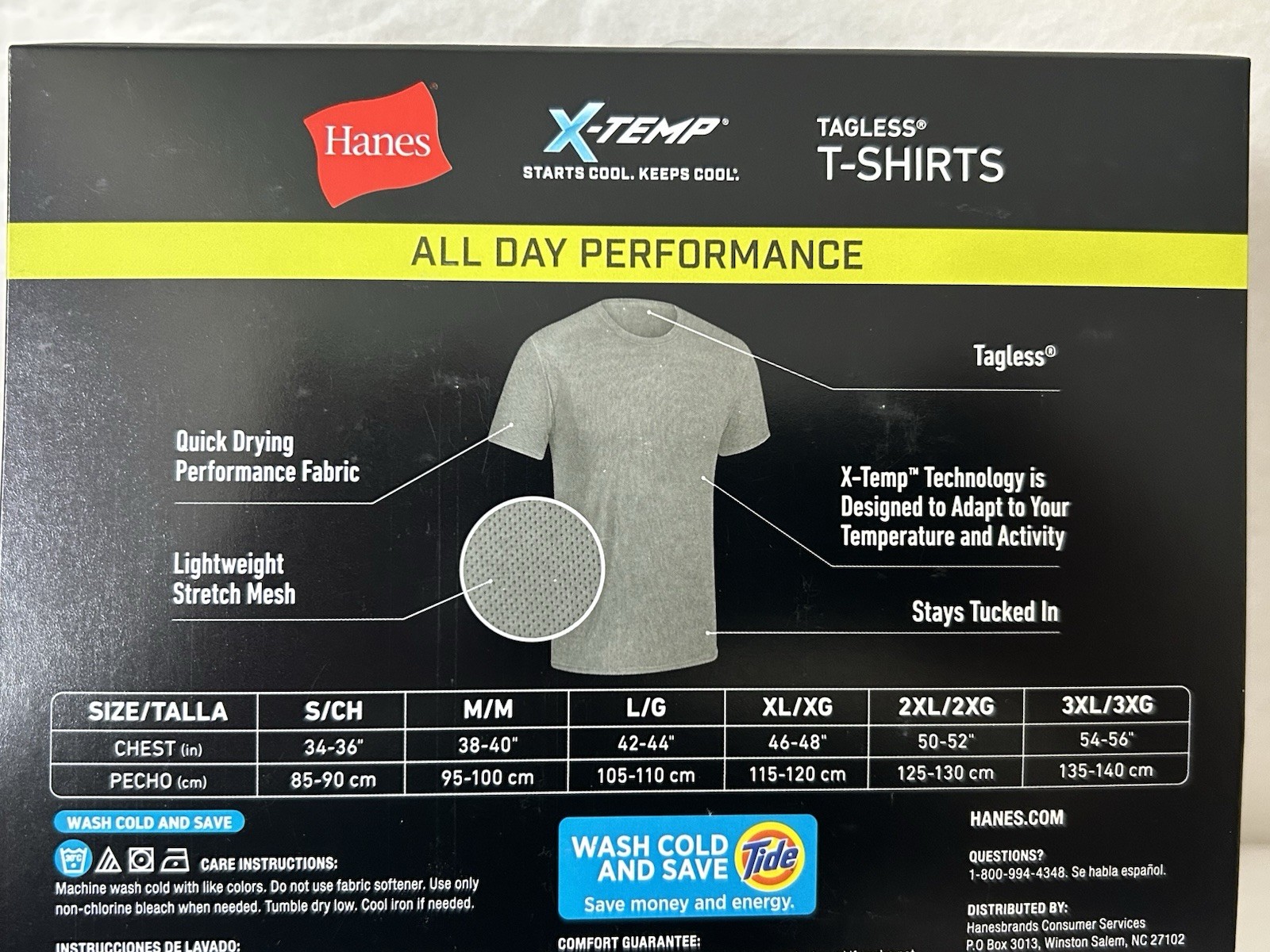 NEW Hanes 3-PACK T-shirt Tee X-Temp Breathable Mesh Stretch Wicking LARGE (HB13)
