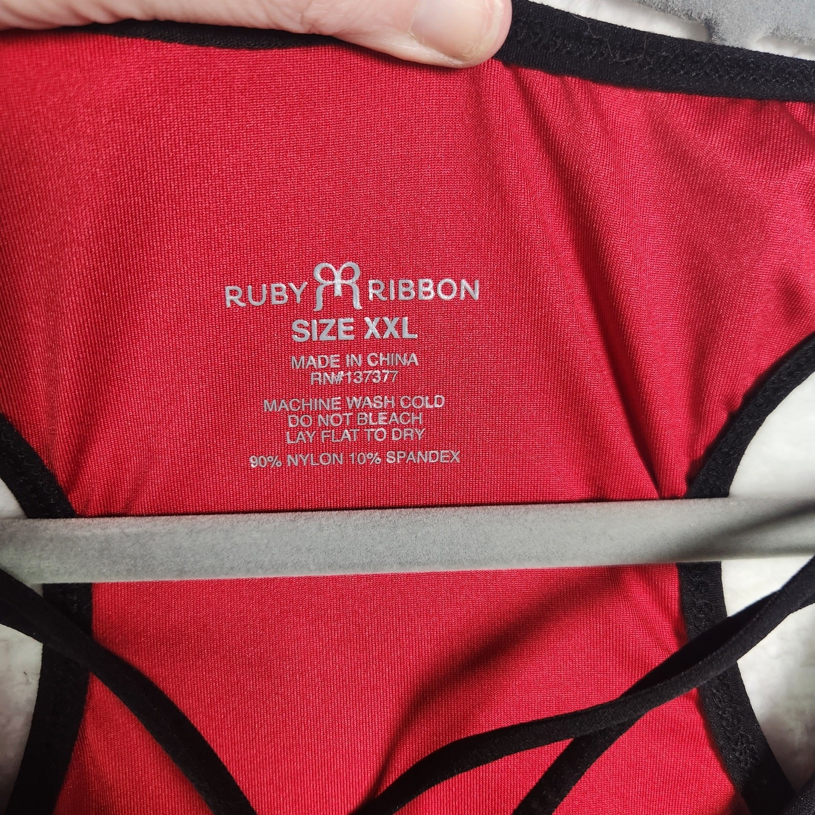 Ruby Ribbon Mesh Racerback Tank Top Atomic Red Black XXL Plus Size Fitness Gym