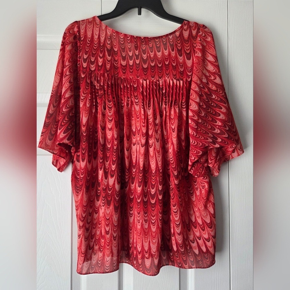 MICHAEL Michael Kors Red Swirl Blouse Size L