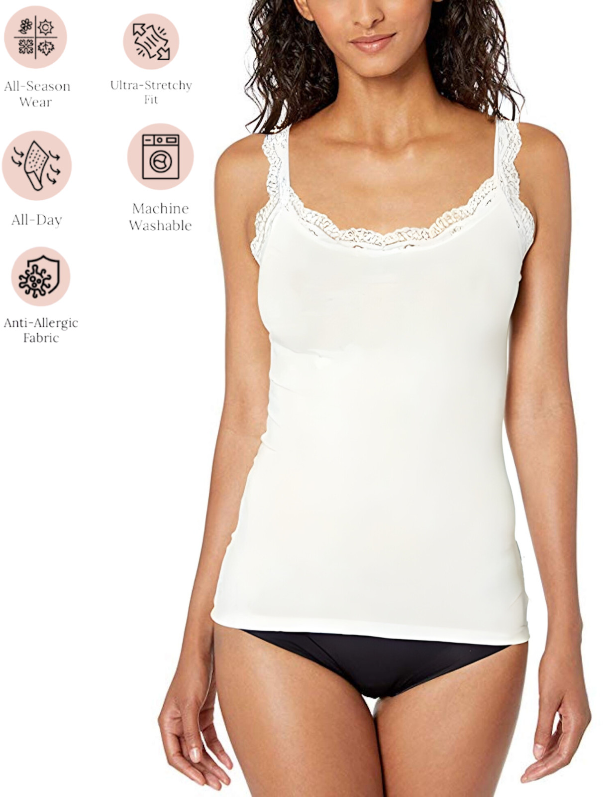 Wome’s Tank Top Camisole with Lovely Lace Trim Style Soft Sexy Sport Yoga Casual