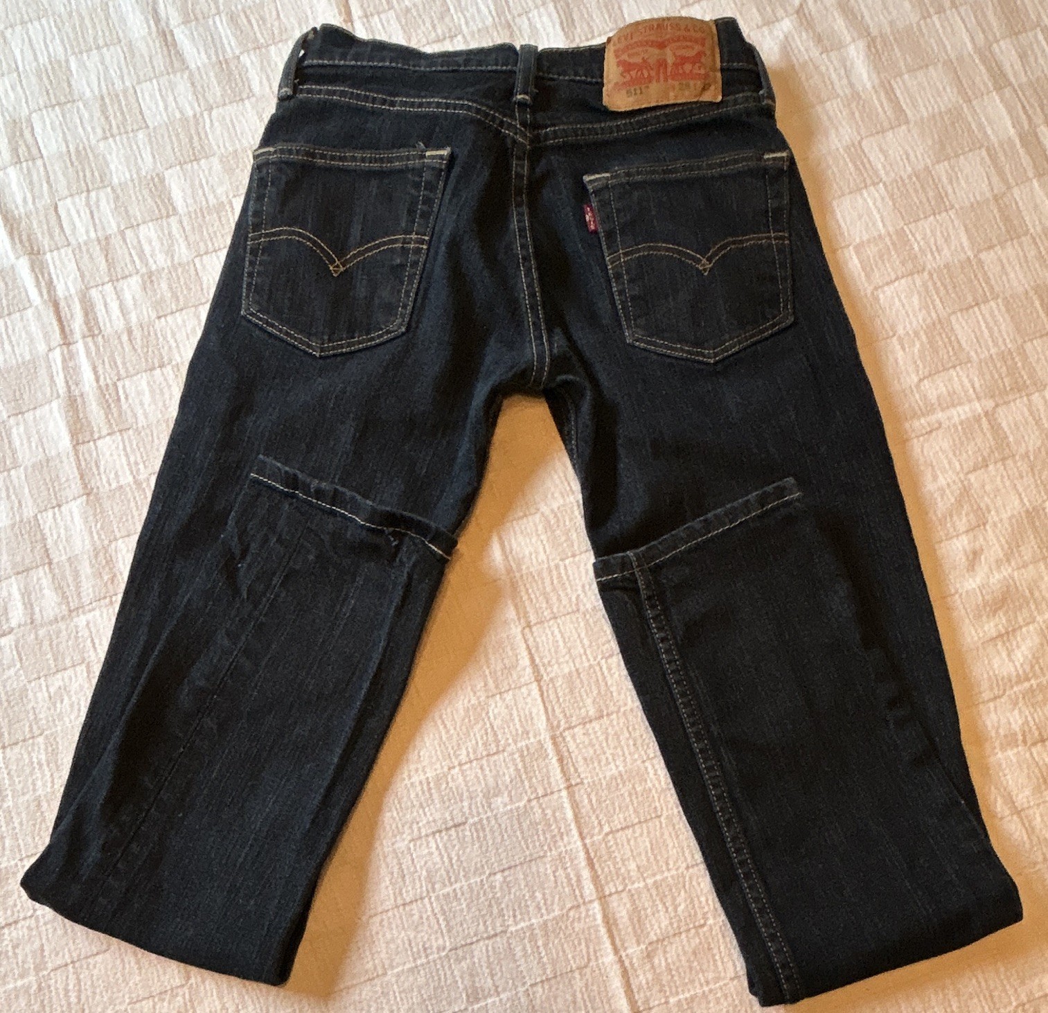 Levi’s Men’s Dark Wash Blue Denim Jeans Slim Fit Low Rise 5-Pocket Zip
