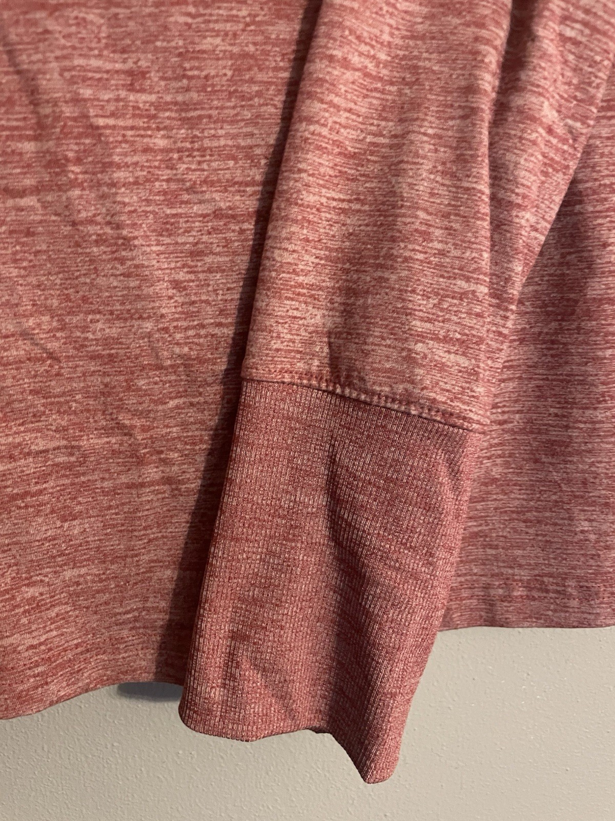 Avia Women’s Pink Heathered Long Sleeve Crew Neck Stretch Tee, M (8-10)