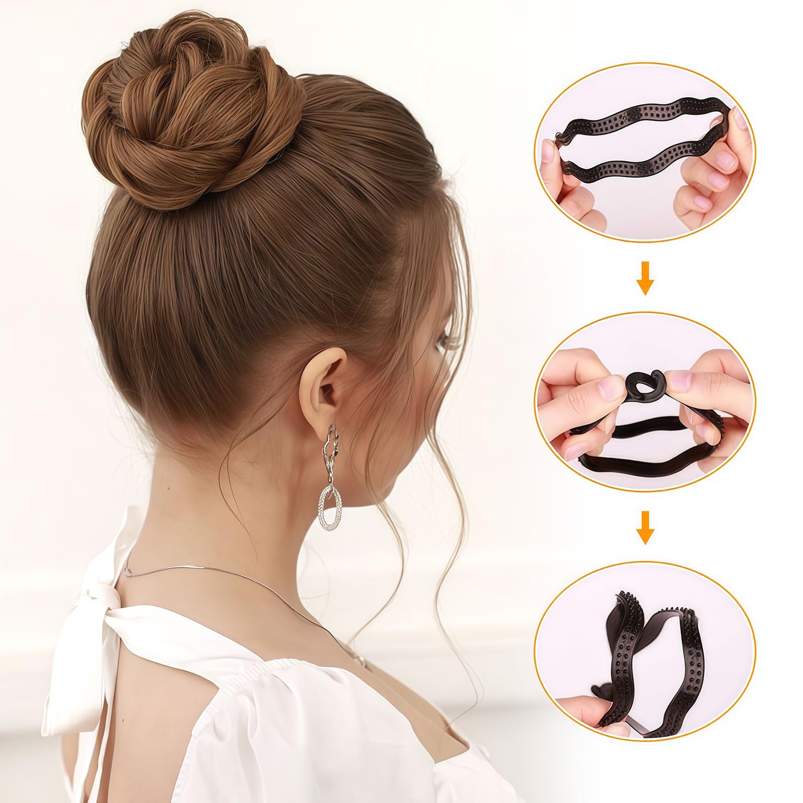6 Count Bun Maker Hair Holders – Plastic Black 21.5 x 3.8cm/ 8.5inch x 1.5inc