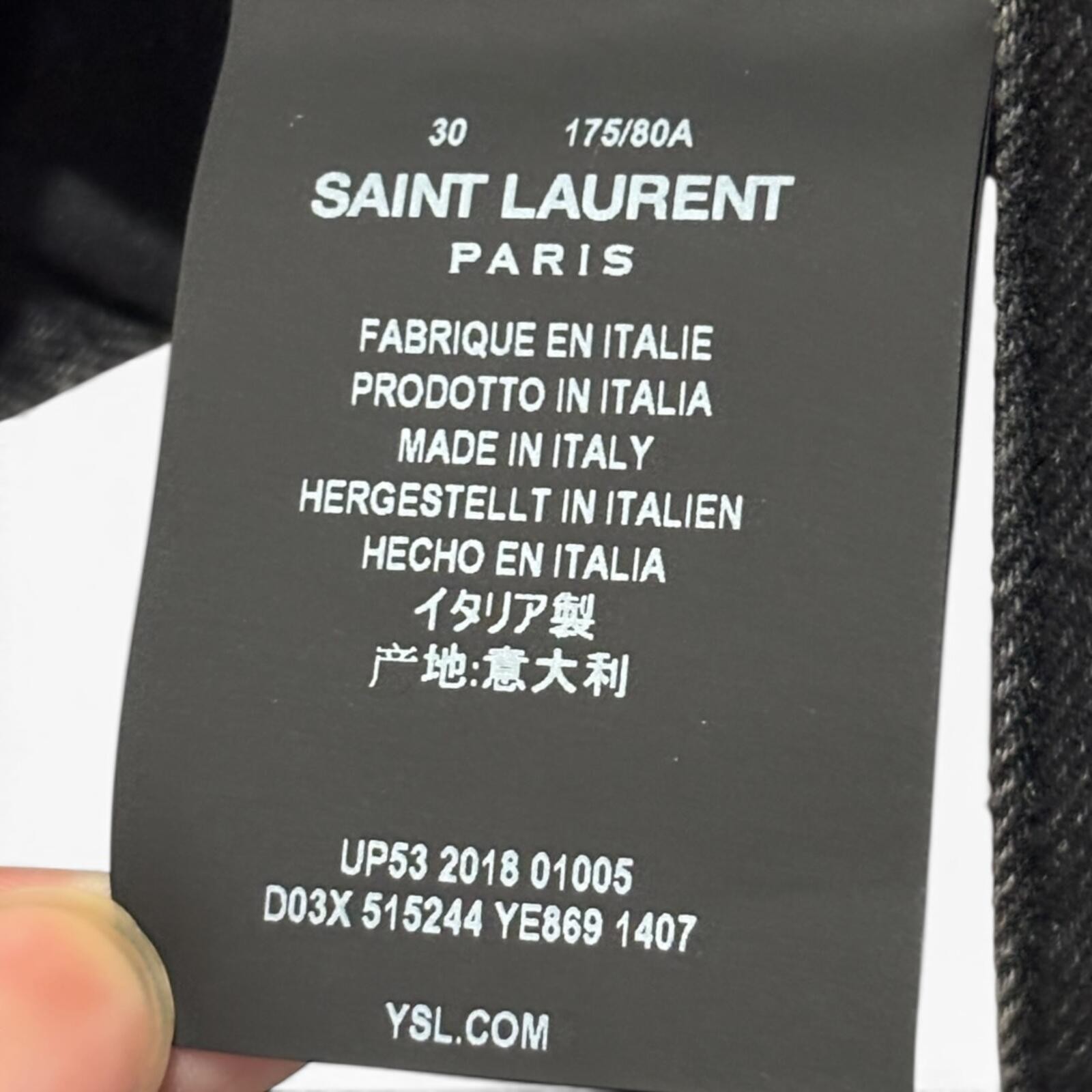 Saint Laurent Paris D02 Black Washed Knee Rip Denim Jeans