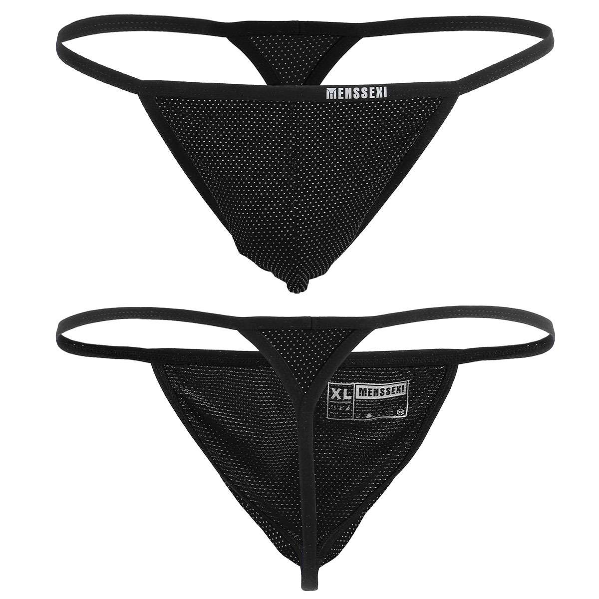 1-3PCS Mens Sexy T-Back G-string Thong Bikini Underwear Mesh Sheer Pouch Thongs