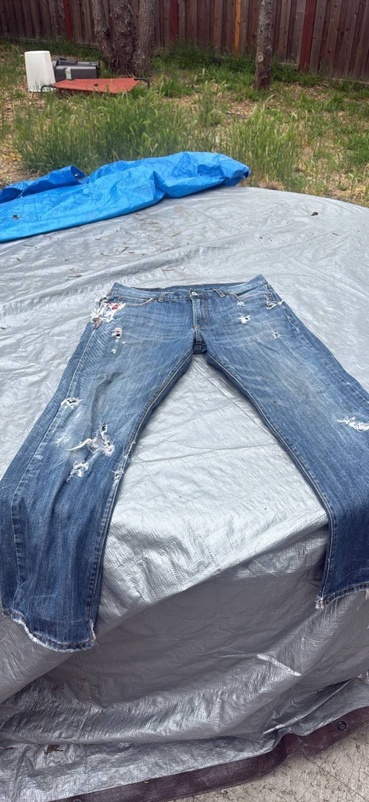Polo Ralph Lauren Mens Distressed Light Wash Straight Leg Denim Jeans Blue