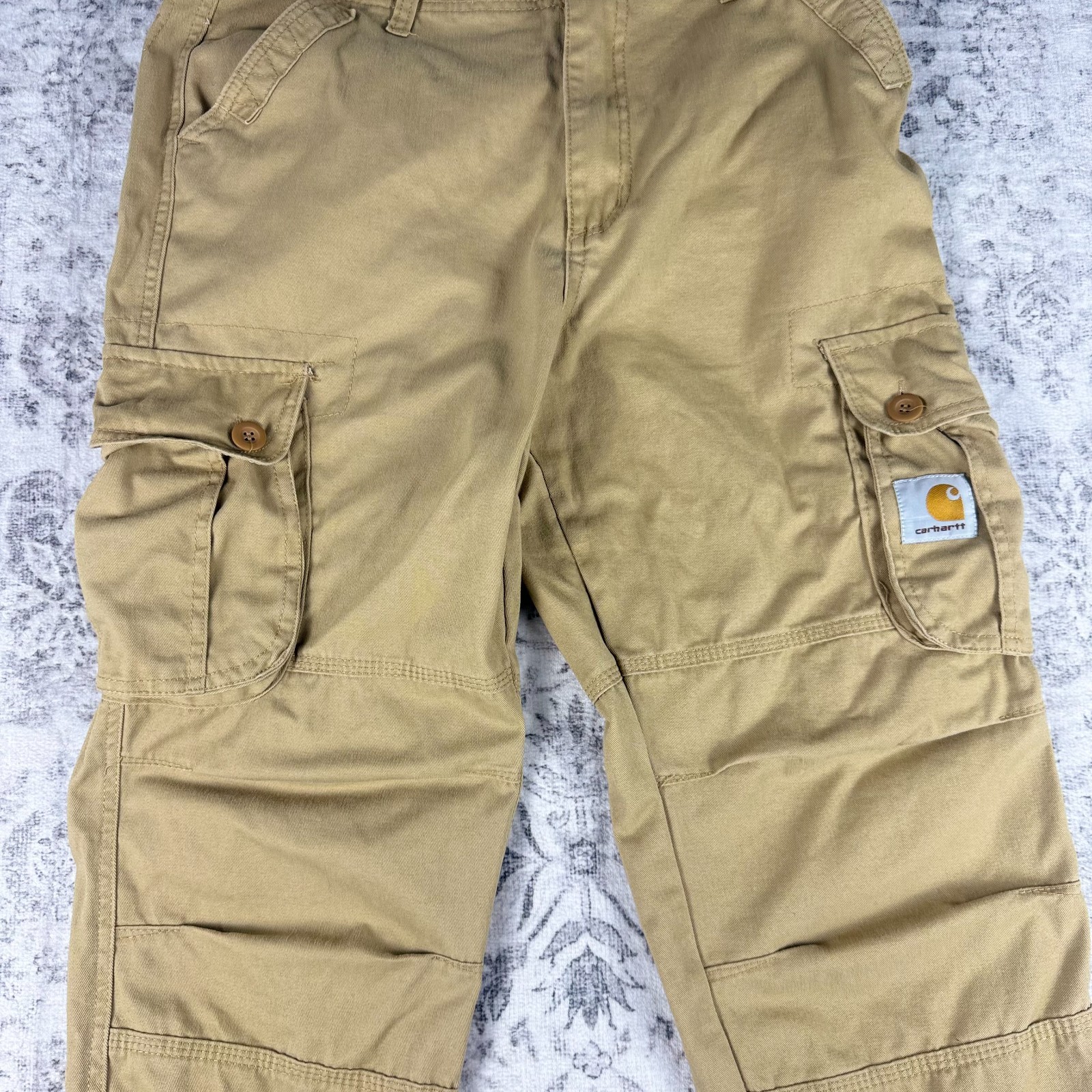 Carhartt WIP Cargo Pants Mens 32 Beige Tan Military Utility Workwear Cotton