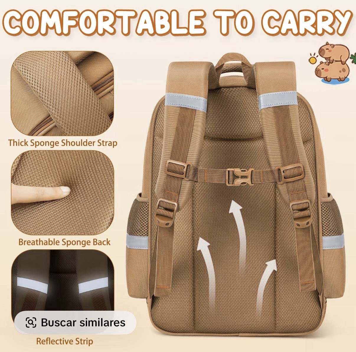 Capybara Backpack for School Girls, 28PCS Capybara Toddler School Supplies Stati